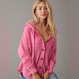 American eagle big hug shacket pink s
